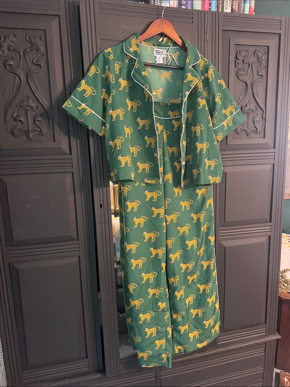 Bouffants & Broken Hearts Christmas Leopard PJ Set Womens Pajamas